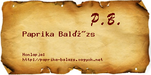 Paprika Balázs névjegykártya